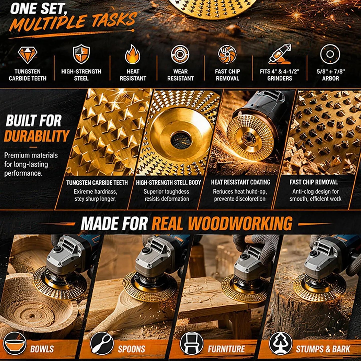 Wood Carving Disc Multi-Purpose Cutting & Grinding Wheel For Workshop Home Garage Craft Restoration, Angle Grinder Attachment Peaceful Pleasures Health and Wellness