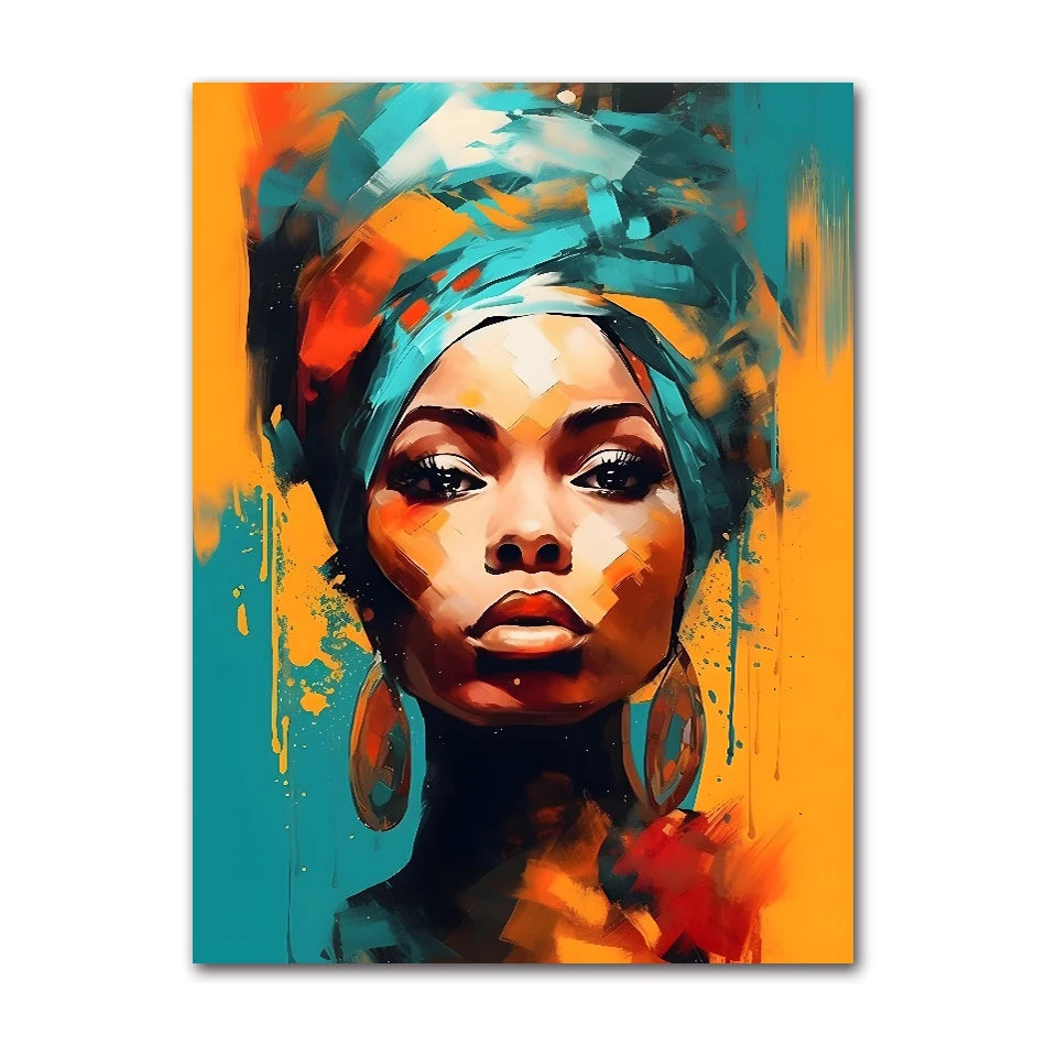 African Beauty Girl Canvas Wall Art | Modern Scandinavian Poster