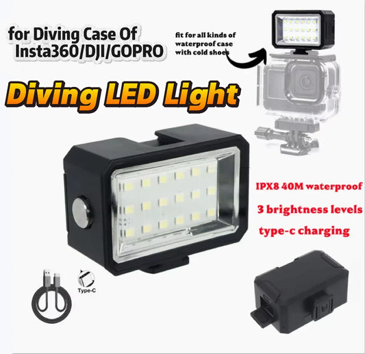 40M Waterproof LED Diving Fill Light | DJI, GoPro & Insta360 Diving Video Light Oasis Select