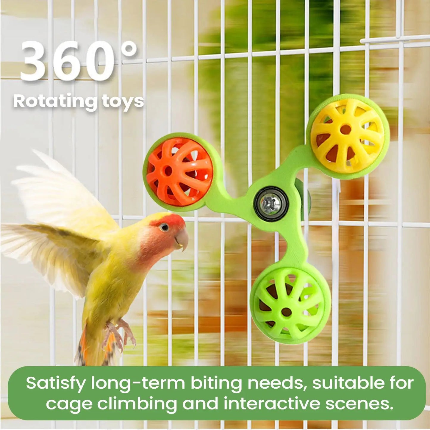 Rotating Windmill Parrot Toy – Bell Bird Cage Enrichment