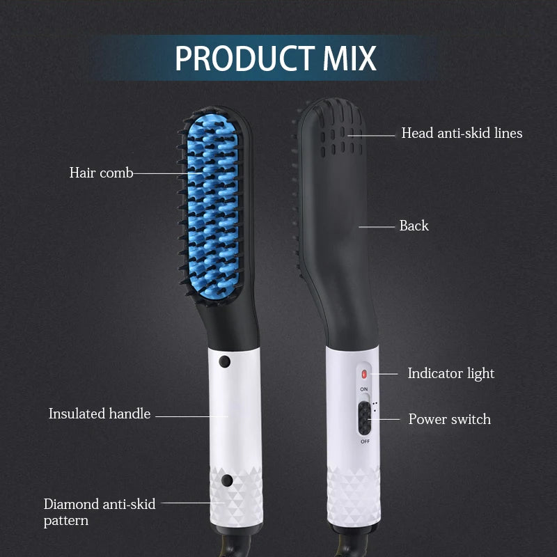 Portable Straightening Comb for Hair, Men's Beard Comb: Two Temperature Settings, Quick Creation of Fluffy Hairstyles Peaceful Pleasures Health and Wellness