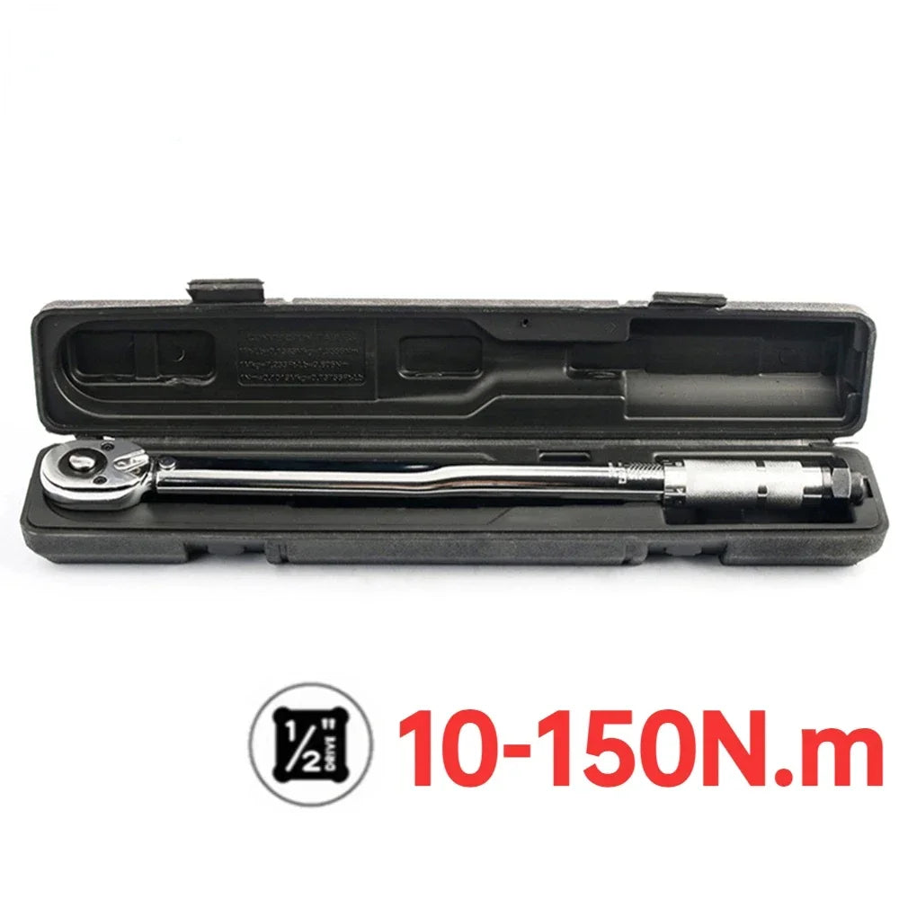 3/8 1/2-Inch Drive Click Torque Wrench Square Drive Ratchet Wrench Repair Spanner Key Hand Tools With Box Auto Repair Tool Peaceful Pleasures Health and Wellness 10-150