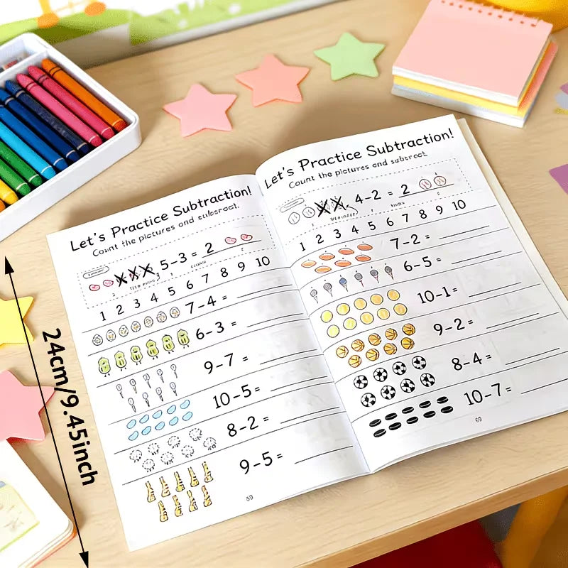64 Pages Addition Subtraction Math Workbook Kids Interactive Learning