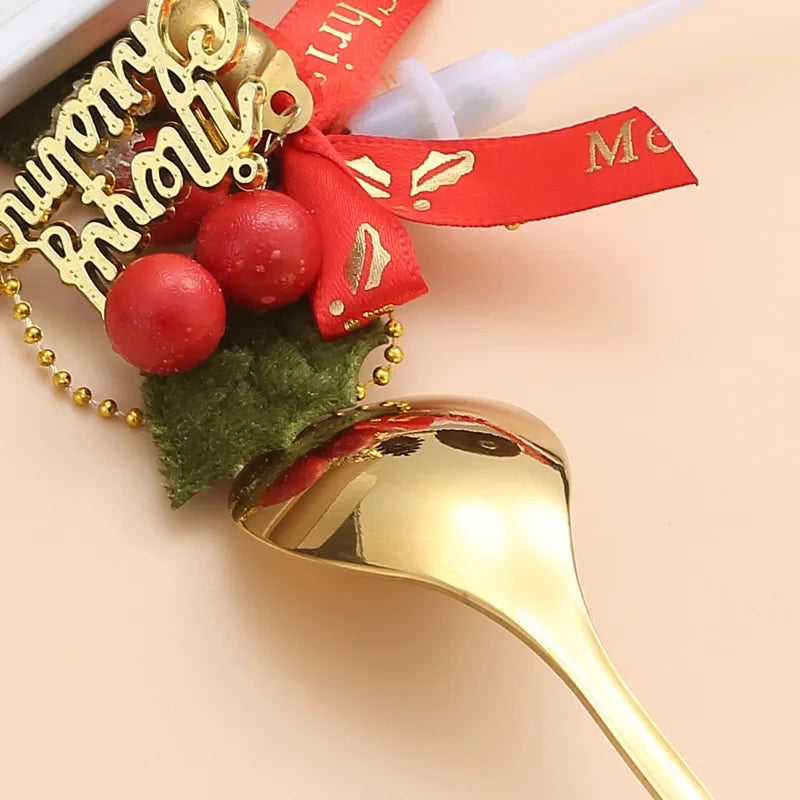 1/2/4/6pcs fancy christmas cartoon Doll gift sets stainless steel christmas tableware coffee spoon and fork set with gift box Peaceful Pleasures Health and Wellness