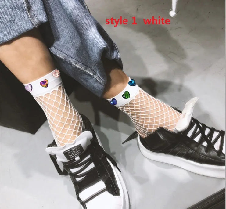 1pairs/2PCS Chic Streetwear Women's Harajuku Breathable Rivet Fishnet Socks.Sexy Hollow out Nets Socks Ladies Mesh Sox Hosiery Peaceful Pleasures Health and Wellness 7 10-12T China Mainland
