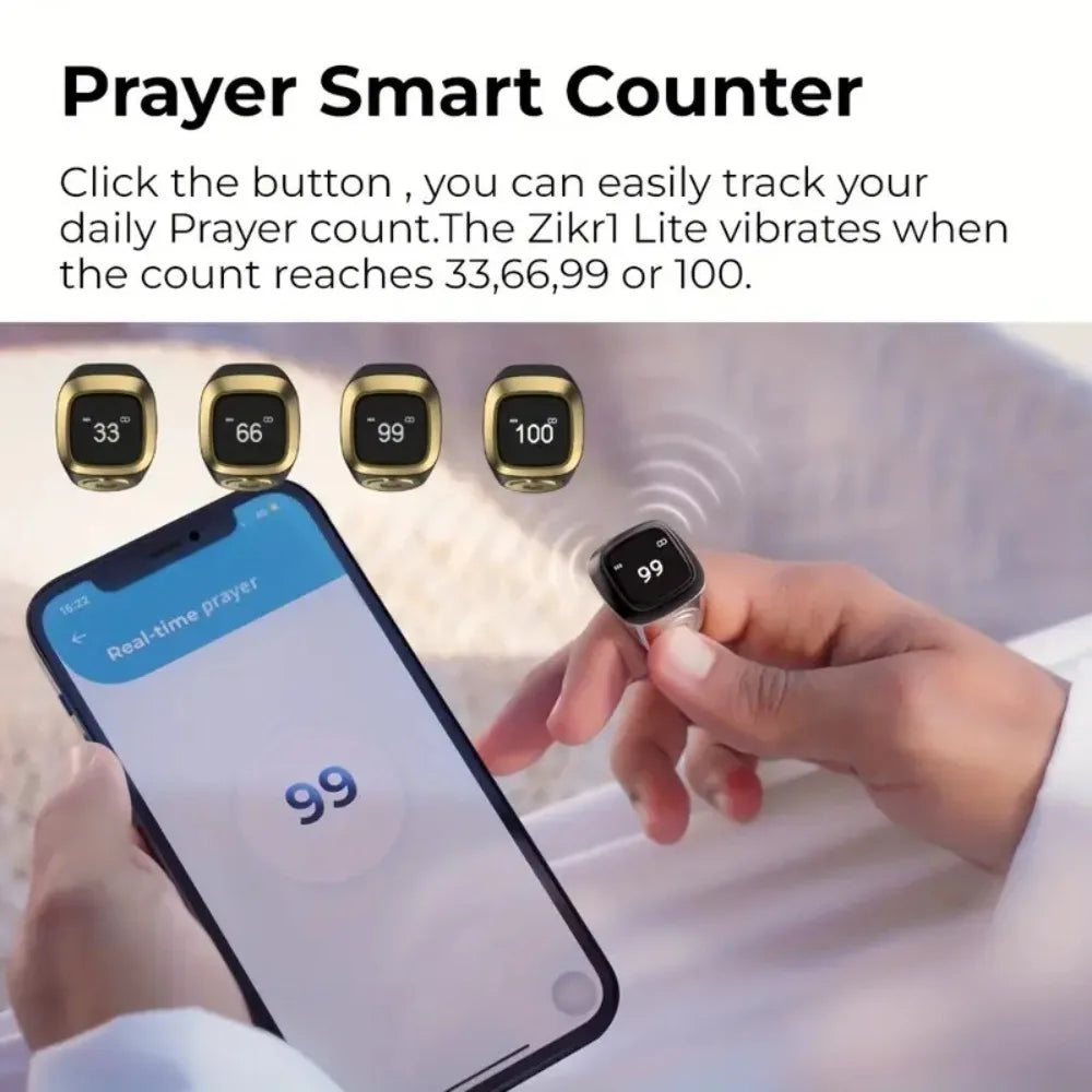 Smart Tasbih Prayer Ring Counter – APP & Vibration Reminder