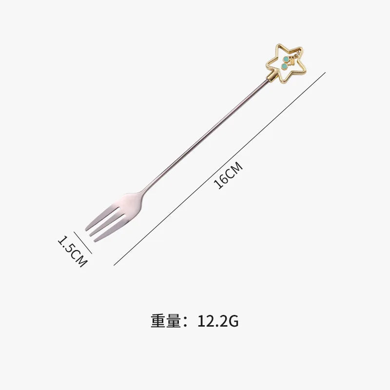 Cherry Blossom Spoon Fork Stainless Steel Coffee Kitchen Star Long