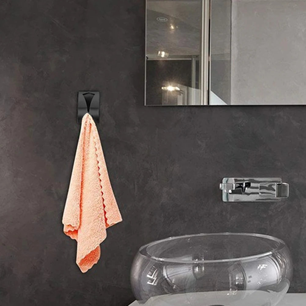 4-Pack Self-Adhesive Towel Hook Holders | No-Drill Stainless Steel