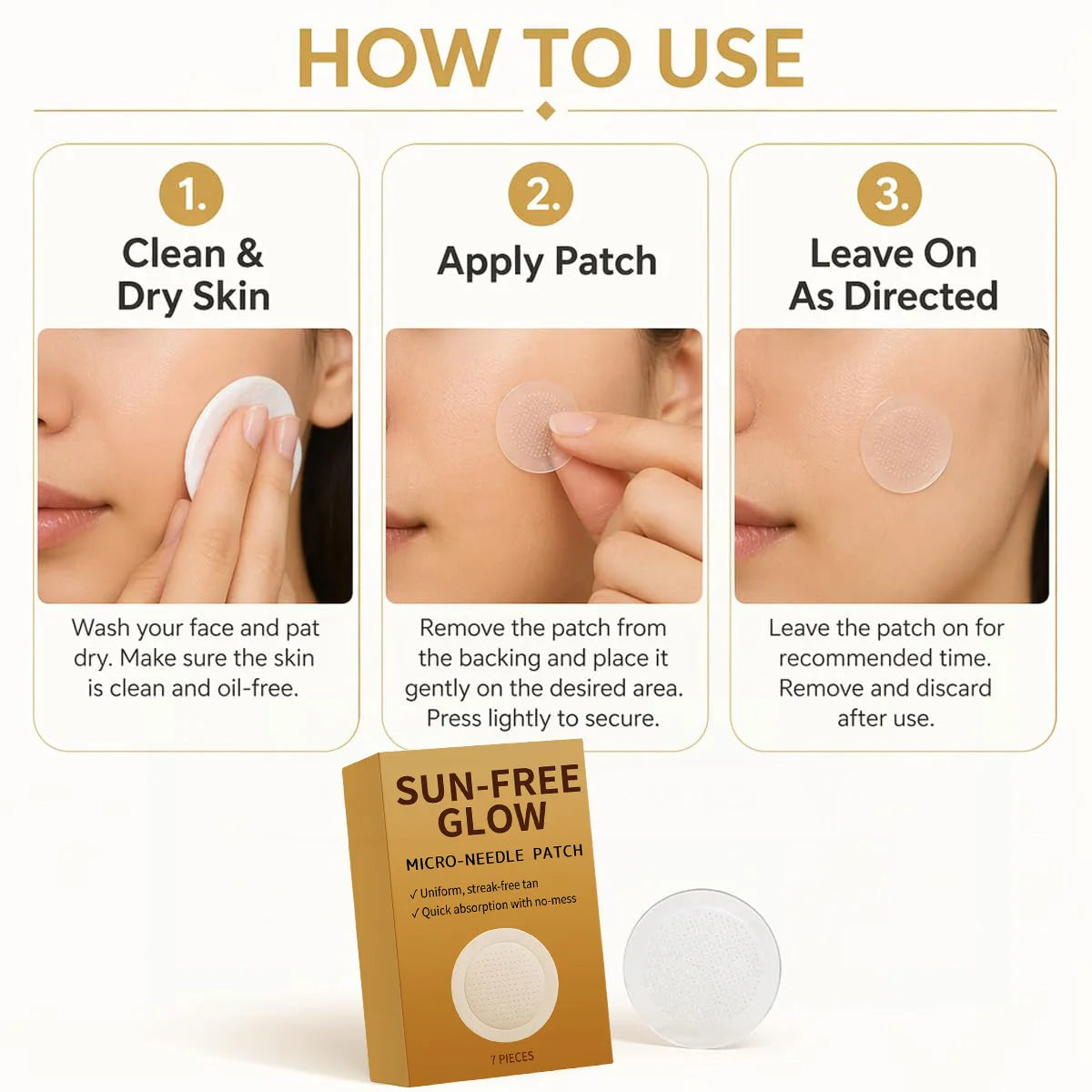 Sunless Microneedle Glow Tanning Patches – 7pc, All Skin Types