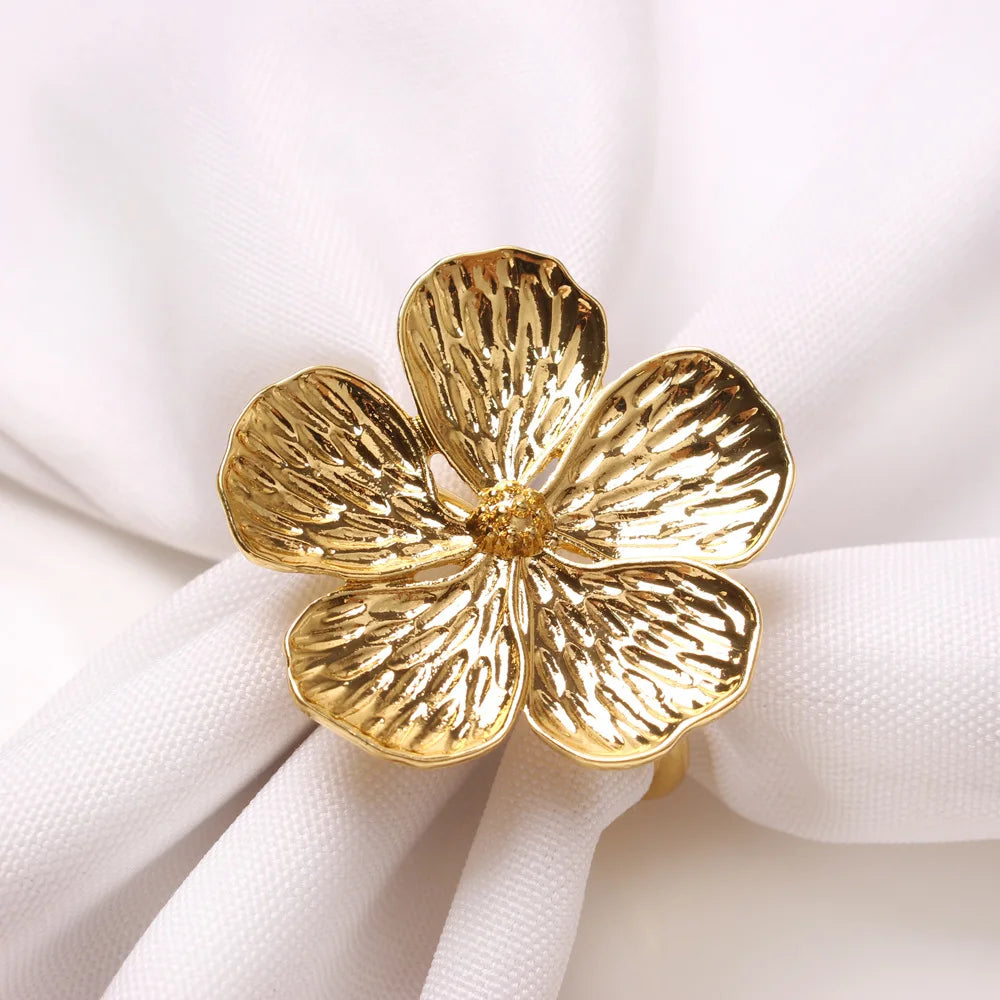 White Plumeria Floral Napkin Rings | Elegant Table Decor