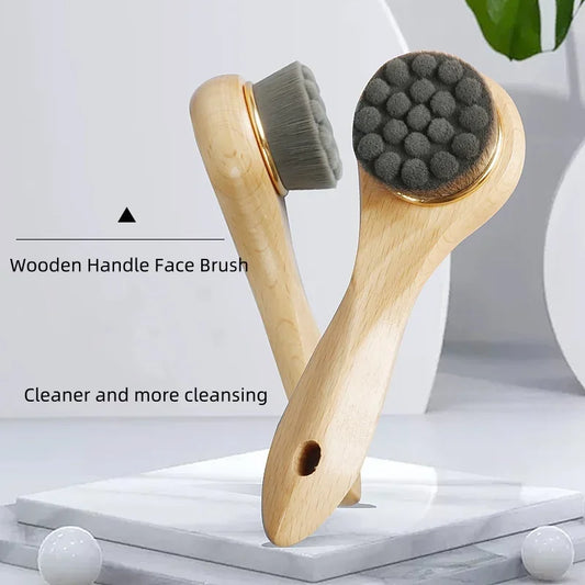 Wooden Beech Handle Manual Face Wash Brush | Eco-Friendly Facial Cleansing Brush Peaceful Pleasures Health and Wellness