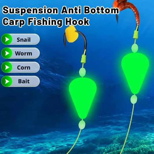 Double Hook Carp Hair Rigs – Glow Night Float, Ready Made Carp Fishing Rig Oasis Select
