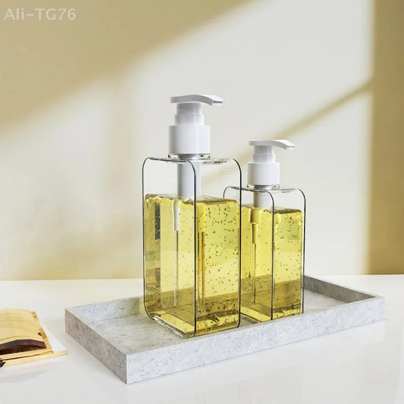 Transparent Square Refillable Soap & Lotion Pump Dispenser