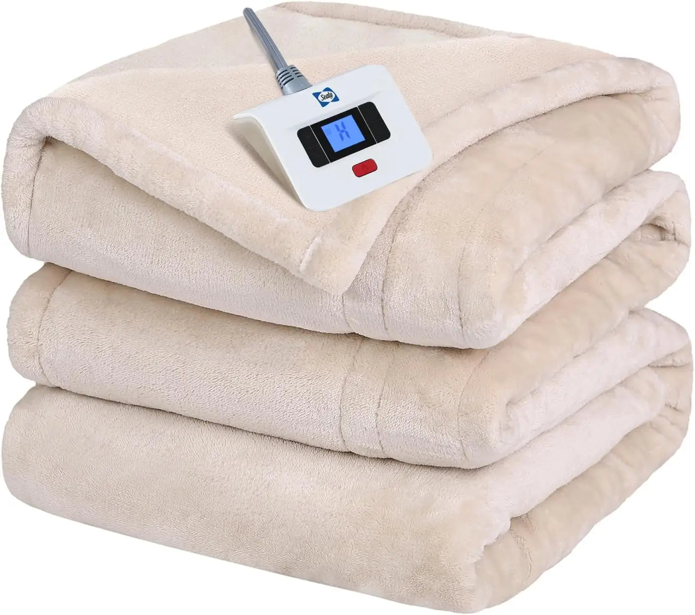 Twin Electric Heated Blanket 62x84" – 10 Levels, ETL/FCC, Flannel, Beige Peaceful Pleasures Health and Wellness United States