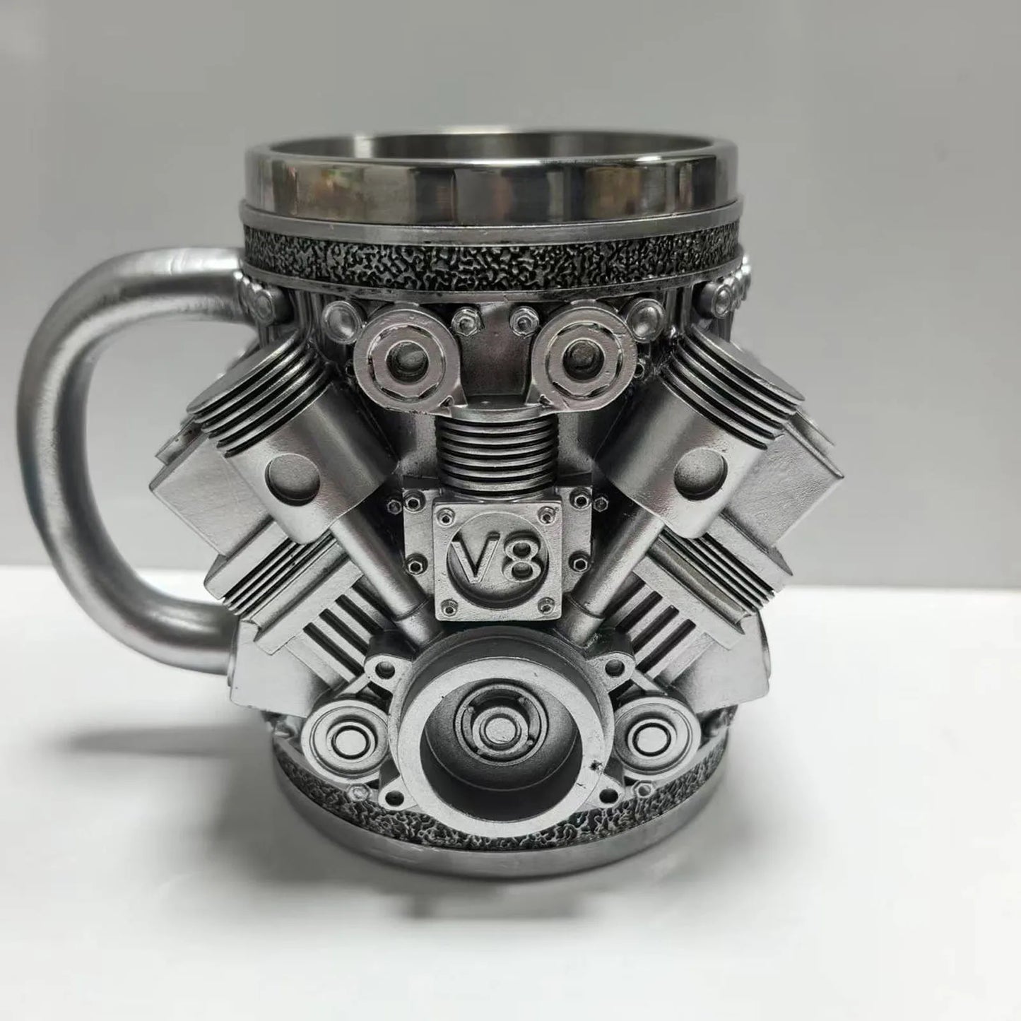 V8 & V6 Engine Design 15oz Stainless Steel Coffee Mug