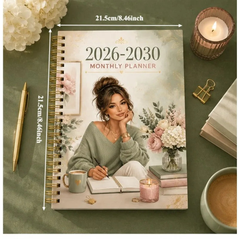 2026-2030 Monthly Planner Journal A5 Spiral-bound Life Organizer