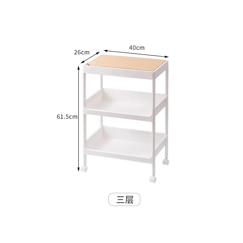 Versatile Kitchen Multi-Layer Storage Rack Wooden Top for Bathroom/Bedroom Gaps Ideal for Snacks Essentials Space-Saving Design Peaceful Pleasures Health and Wellness 3 Layer