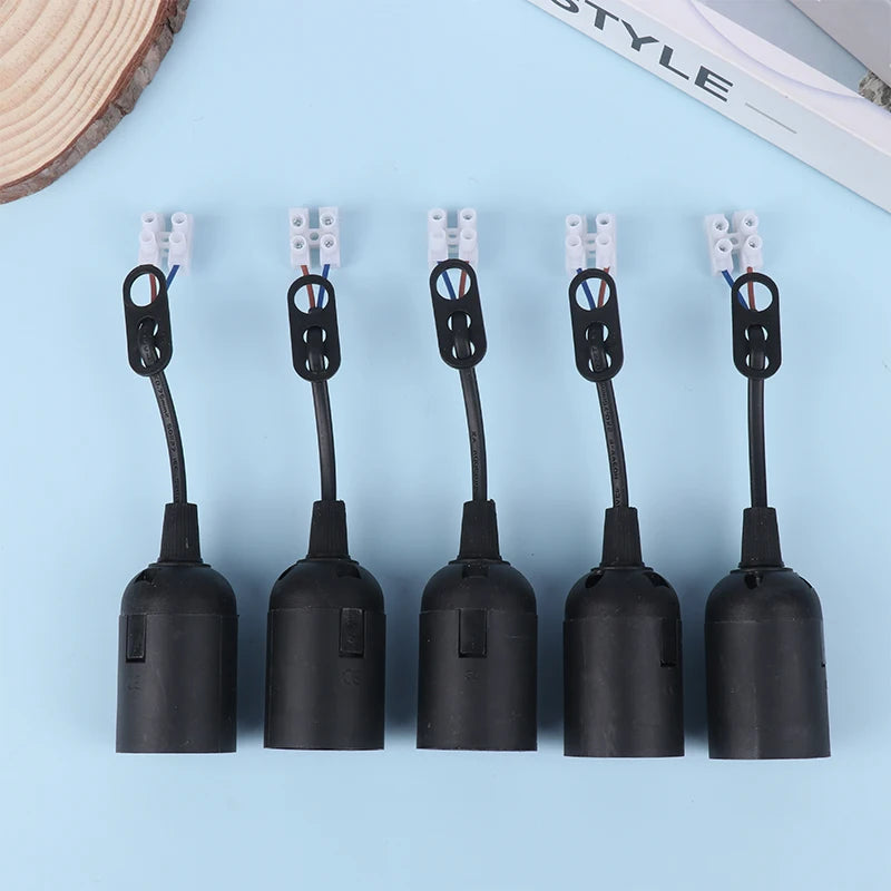 5-Pack E27 Lamp Holder with Cable – Construction Site Socket E27 Lamp Holder Socket Peaceful Pleasures Health and Wellness Black