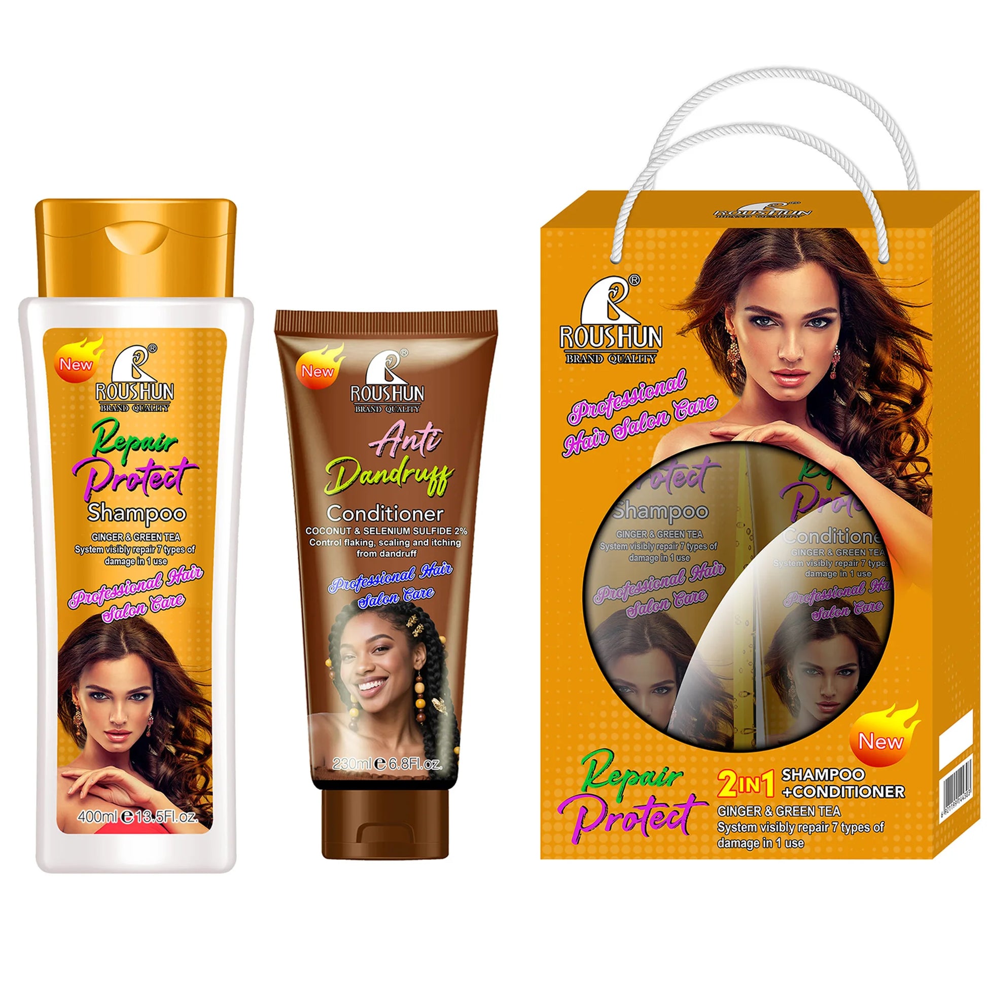 Ginger Shampoo + Coconut Conditioner set Scalp cleansing, hair nourishing, smooth and fragrant shampoo and conditioner set Peaceful Pleasures Health and Wellness Shampoo Conditioner