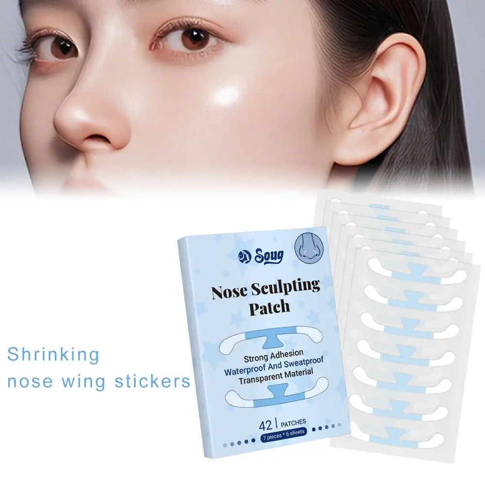 Shrinking Nose Wing Stickers Cosplay Special Nose Shrink Nose Strips Shrink Thin Invisible Beauty Wings Narrow Nose 42pcs/Box Peaceful Pleasures Health and Wellness
