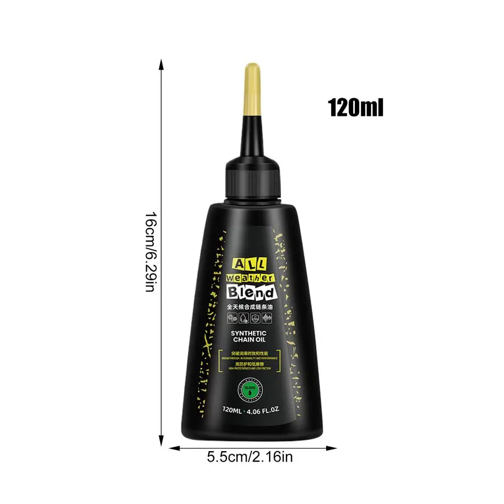 120ML Chain Oil Bicycle Road Mountain Dry Wet Anti Corrosion and Anti Rust Lubricating Oil Synthetic Mountain Cycle Chain Oil Peaceful Pleasures Health and Wellness 120ml