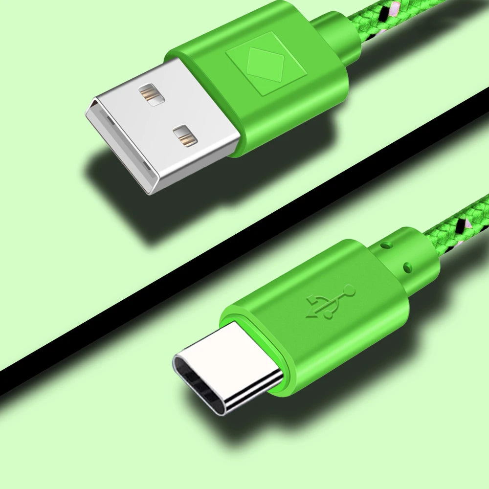 Nylon Braided USB-A to USB-C Fast Charging Cable 2A | 1M–3M