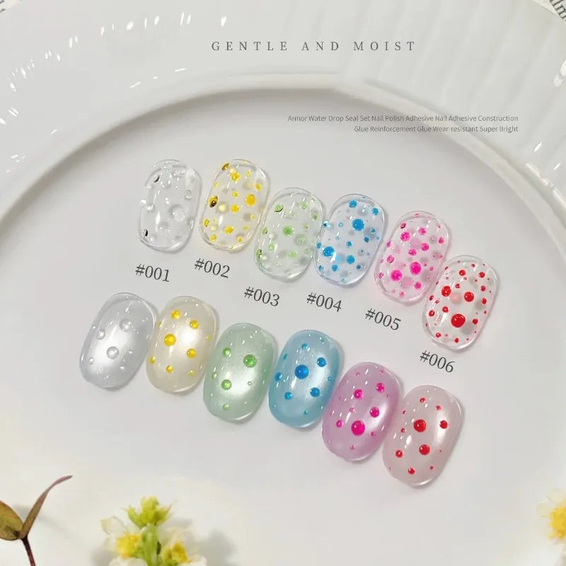 3D Water Drop Nail Gel Set – Crystal Dew Effect & Top Coat