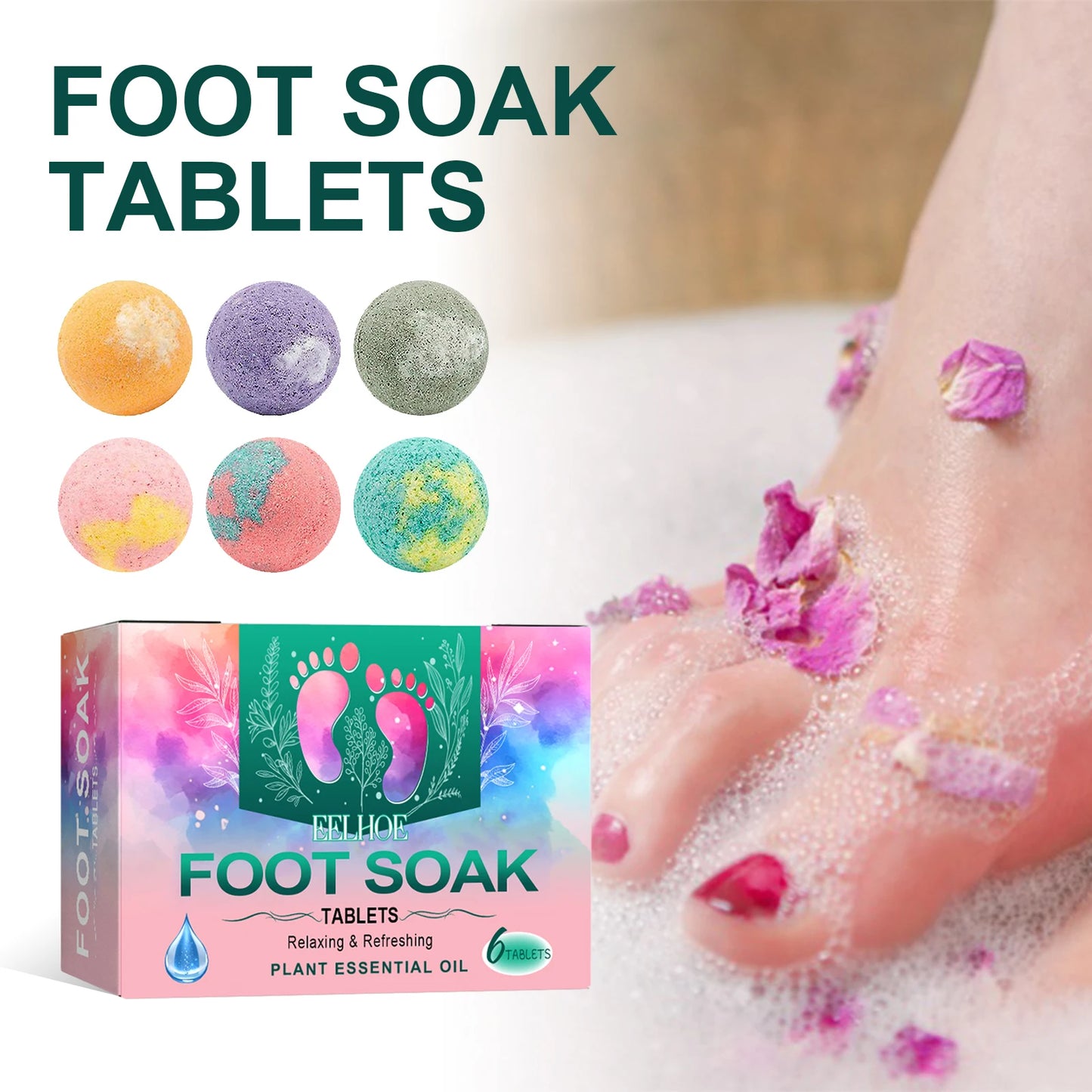 Eelhoe Bubble Foot Bath Bombs – Exfoliating Spa Set 6pc Foot Bath Bombs Peaceful Pleasures Health and Wellness