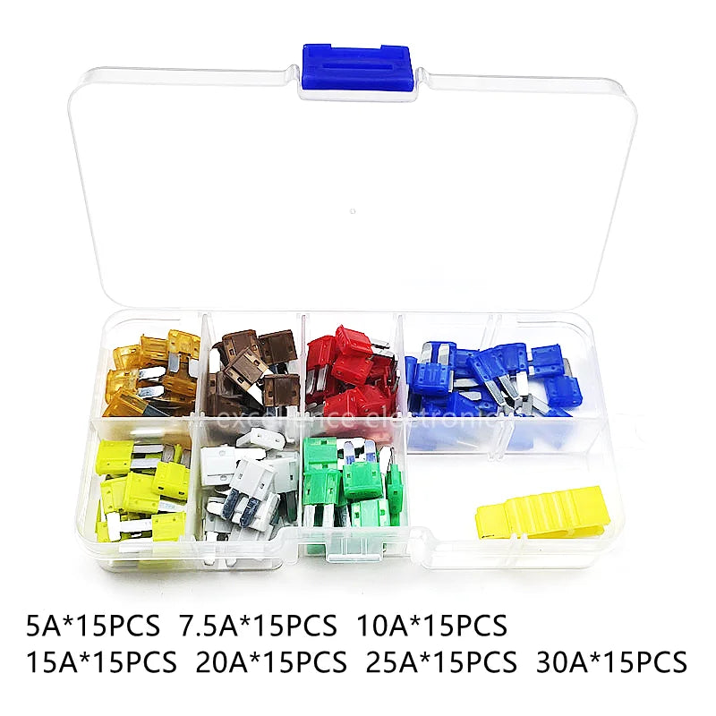 Mini M2 Auto Long Foot Fuse Combo Kit 5A 7.5A 10A 15A 20A 25A 30A Micro2 Car Fuse Combination with Puller Tool Peaceful Pleasures Health and Wellness 105PCS