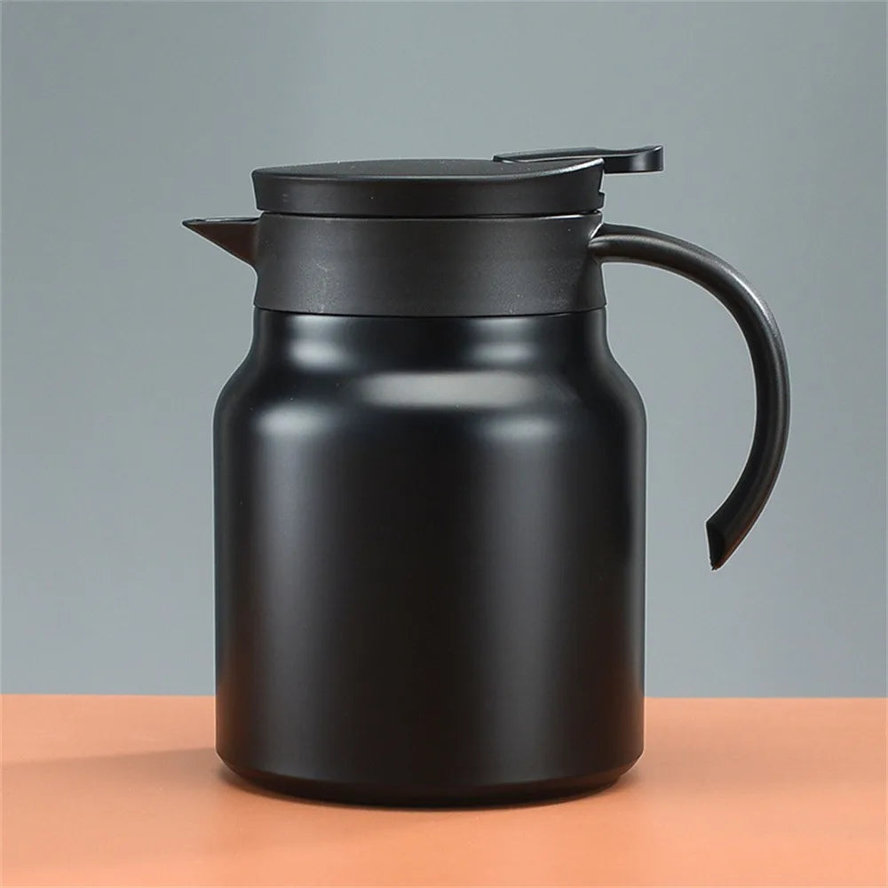 Simple Stainless Steel Tea Pot 1000ml Large Capacity Stewing Teapot Coffee Pot for Home Use Peaceful Pleasures Health and Wellness Black