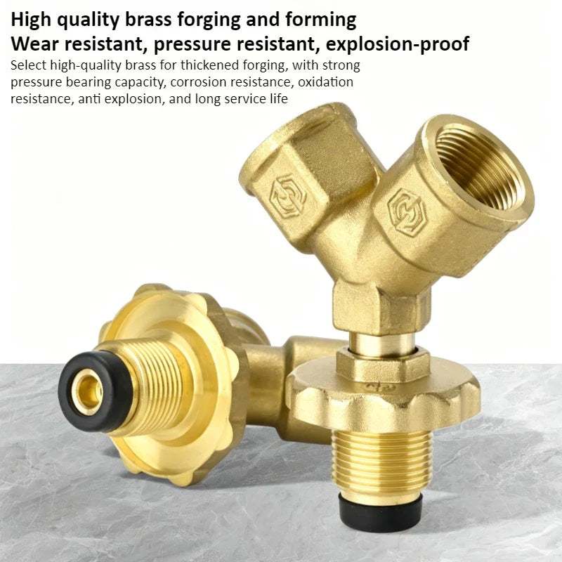 Brass 2-Way Y Garden Hose Splitter with Solid Handle