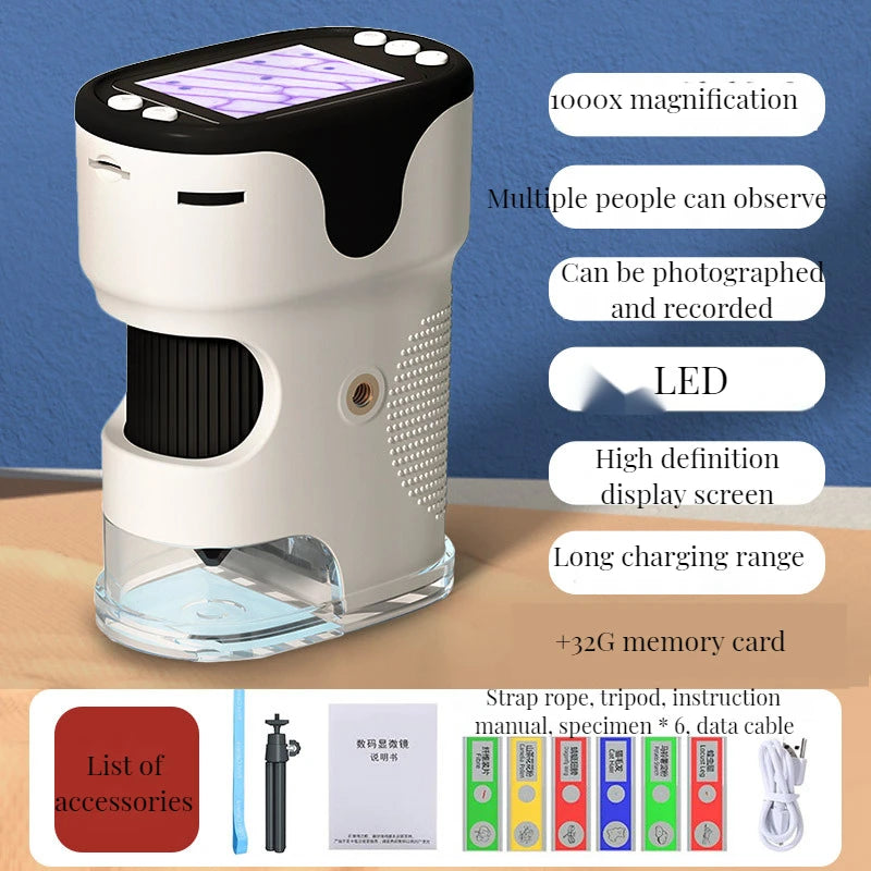 Handheld, Portable, with Screen and Photo Sharing Microscope, Children's Science, Students Can See Bacteria Peaceful Pleasures Health and Wellness 1