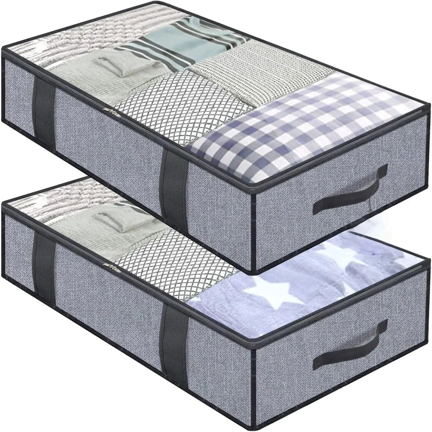 Under the bed quilt storage bag with cover can be folded, can be used for bedding clothes toys with 4 reinforced handle Peaceful Pleasures Health and Wellness