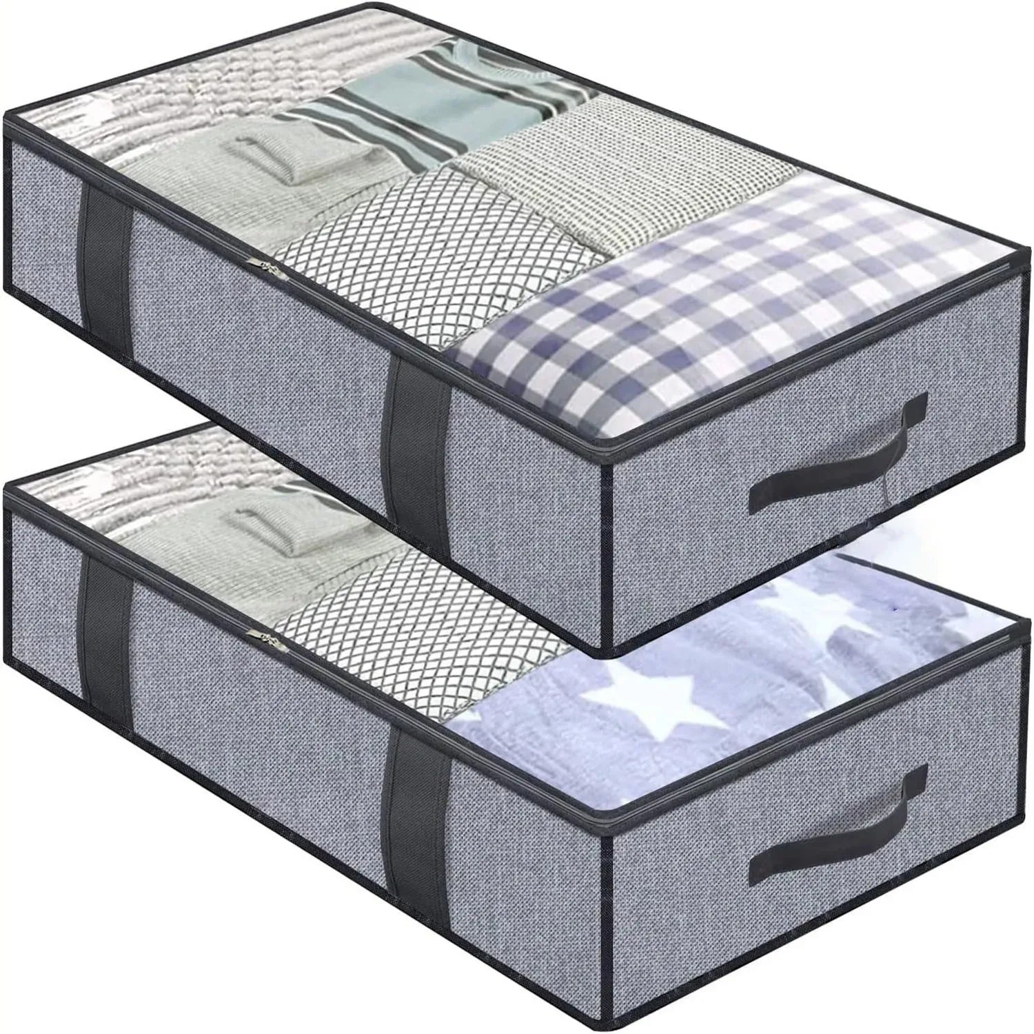 Under the bed quilt storage bag with cover can be folded, can be used for bedding clothes toys with 4 reinforced handle Peaceful Pleasures Health and Wellness