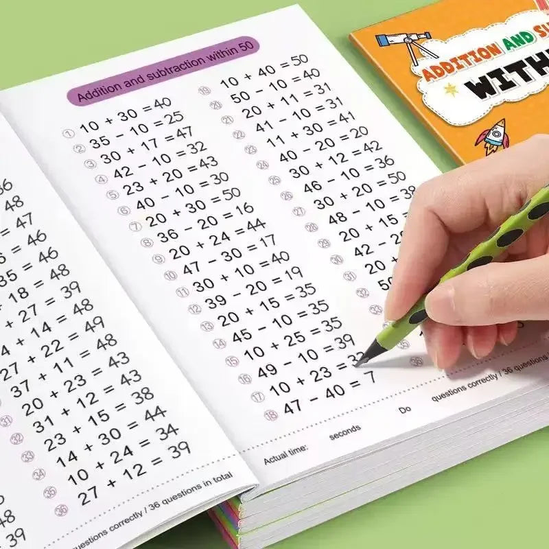 Addition Subtraction Arithmetic Exercise Book Quick Calculation Math