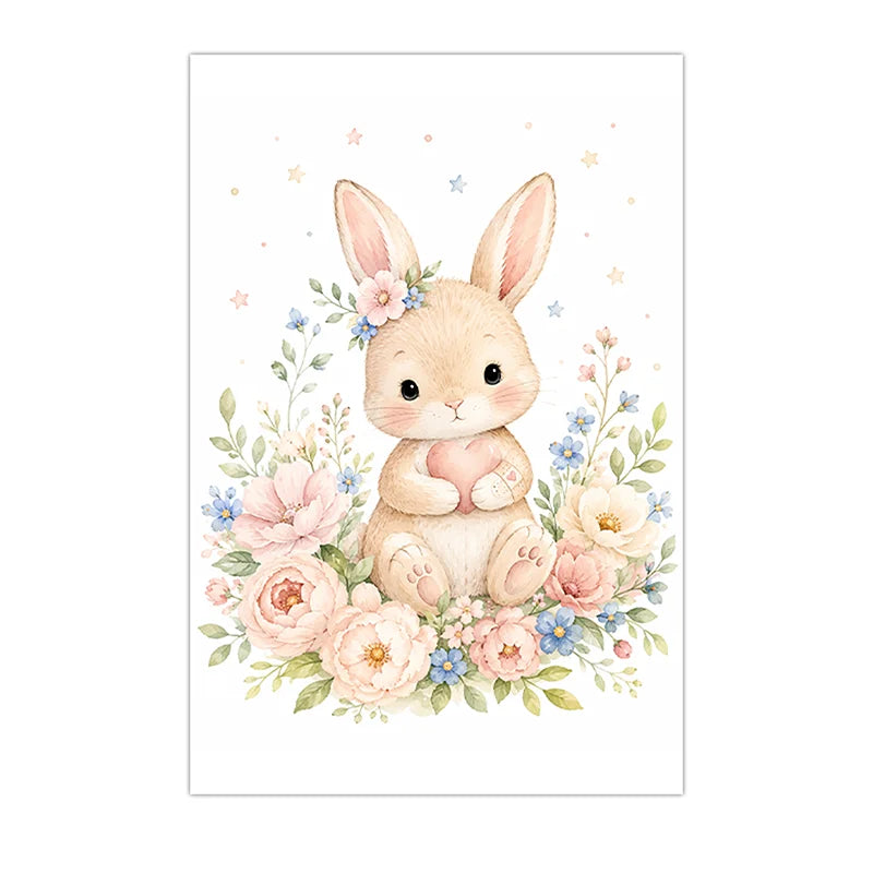 Nursery Animal Wall Art Canvas Painting Watercolor Cartoon Poster Baby Bedroom Home Decor Peaceful Pleasures Health and Wellness 01 30x40cm No Frame China Mainland