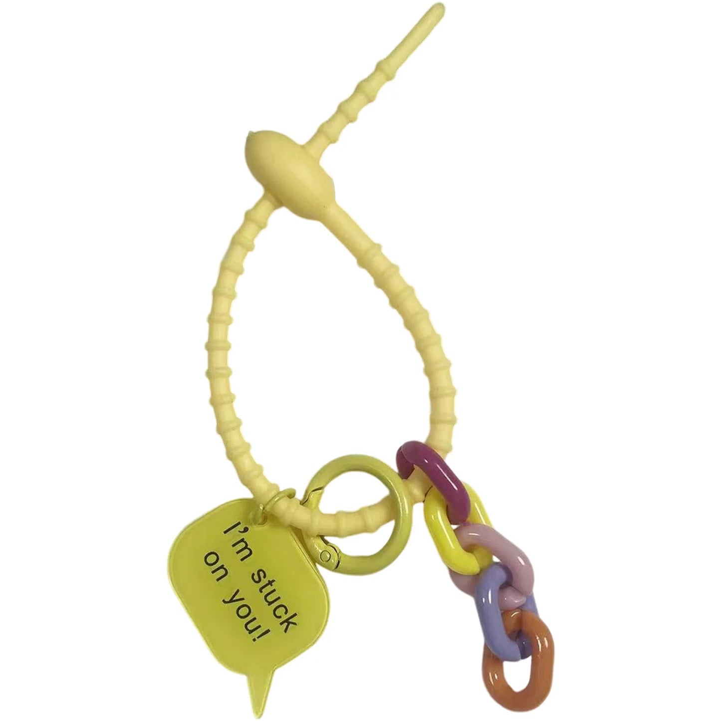 Fashionable Ribbon Keychain Small Monster Doll Anti Lost Hanging Accessories for Birthday Anniversary Gifts Peaceful Pleasures Health and Wellness Yellow