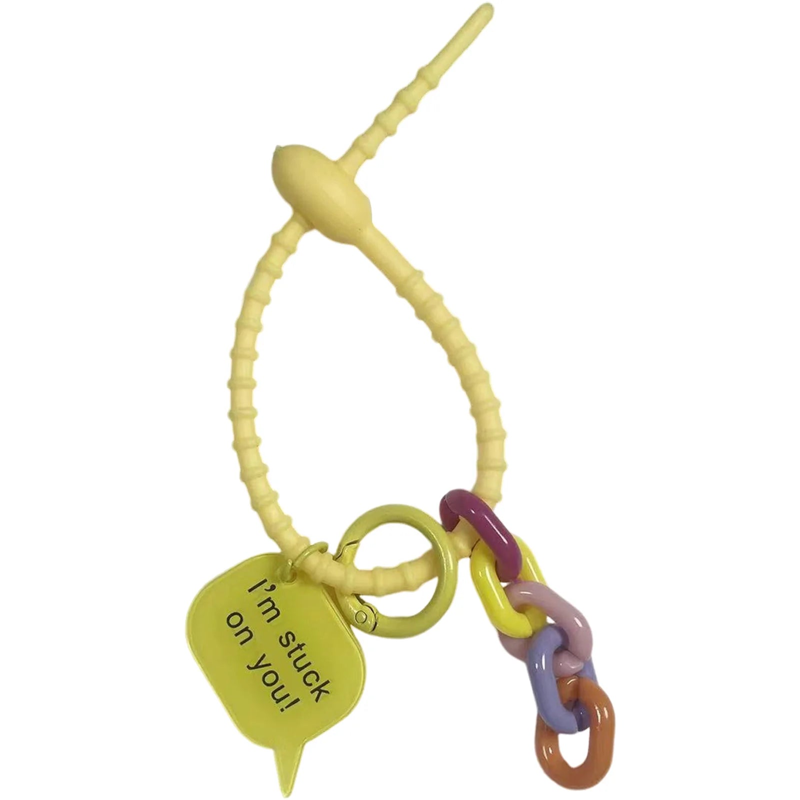 Fashionable Ribbon Keychain Small Monster Doll Anti Lost Hanging Accessories for Birthday Anniversary Gifts Peaceful Pleasures Health and Wellness Yellow