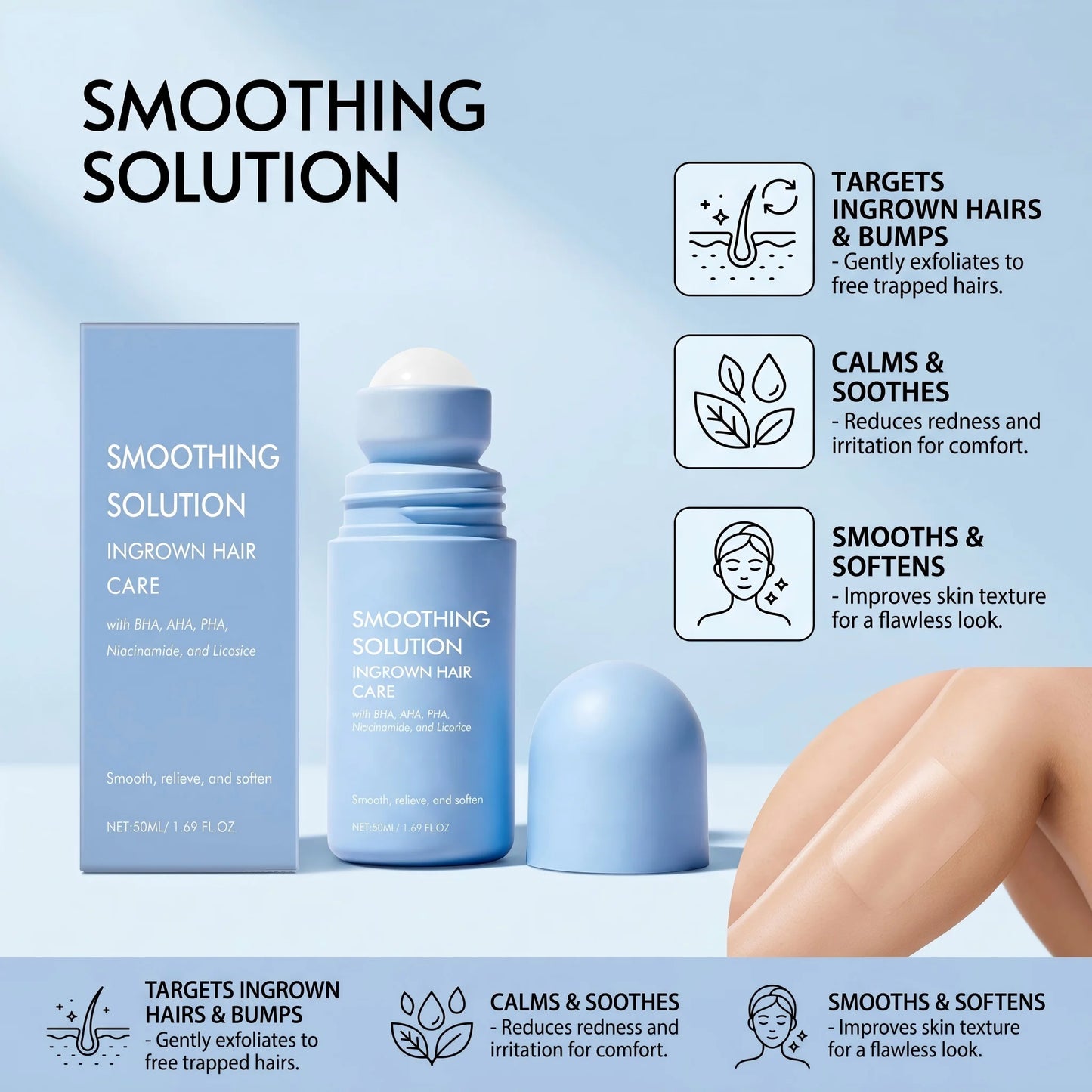 After Hair Removal Care Roll-On Reduces Redness and Irritation Nourishes and Moisturizes Body Daily Smooth Hydration Skin Care Peaceful Pleasures Health and Wellness