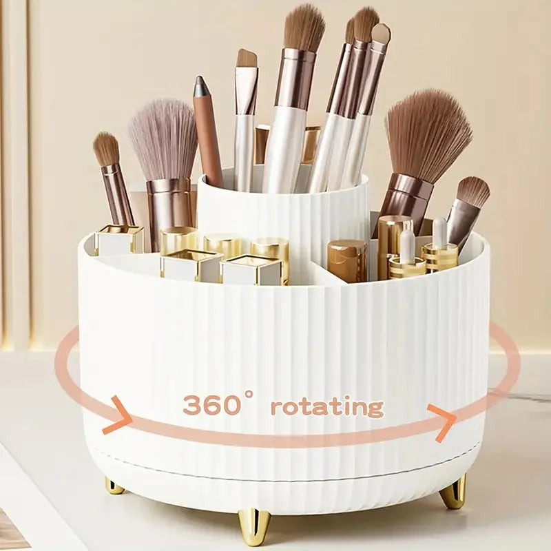 360° Rotating Makeup Brush Holder – 5-Slot Cosmetic Organizer