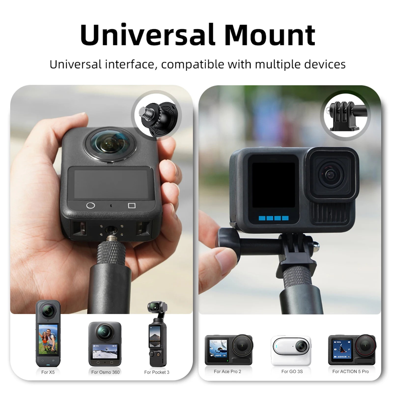 Portable Camera Selfie Stick Adjustable Height New Handle Grip Ultra-Long Exension Pole For Insta360 Go Ultra/X5/Pocket 3 Camera Peaceful Pleasures Health and Wellness