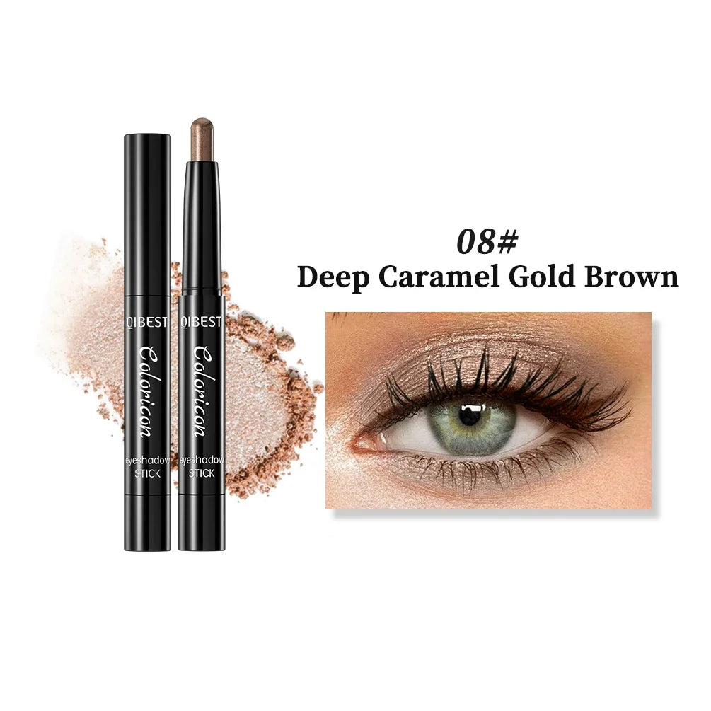 QIBEST Pearlescent Eyeshadow Stick Lasting Glitter Shimmer Colorful Eye Shadow Pencil Makeup Highlighter Brighten Lying Silkworm Peaceful Pleasures Health and Wellness 08