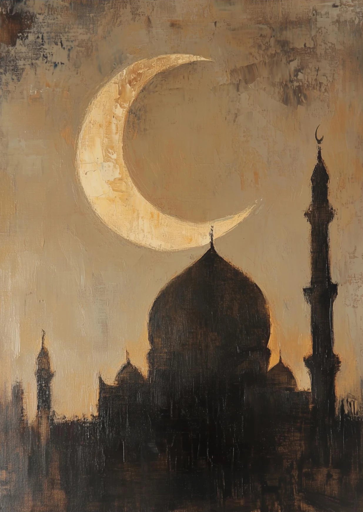 Islamic Mosque Archway Canvas Poster | Minimalist Beige Wall Art