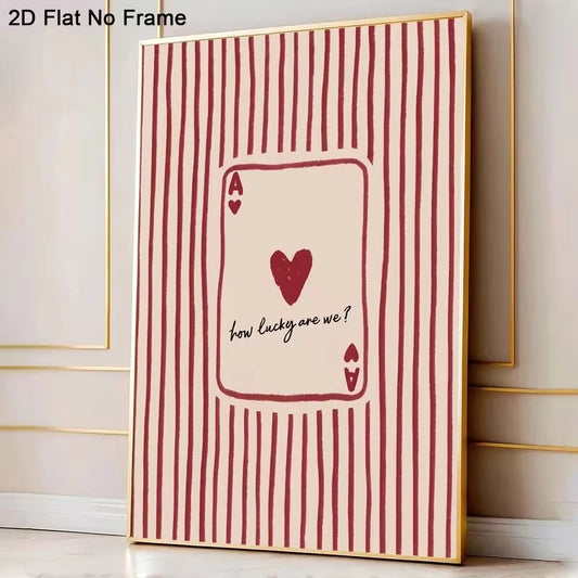 Ace of Hearts "How Lucky Are We" Canvas Wall Art Print Canvas Wall Art Peaceful Pleasures Health and Wellness G4188 40x60cm Unframed