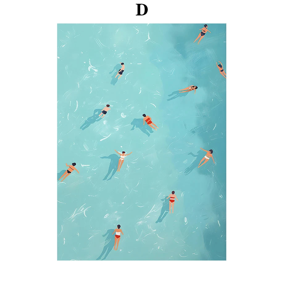 Watercolor Beach Holiday Canvas Wall Art | Nordic Poster