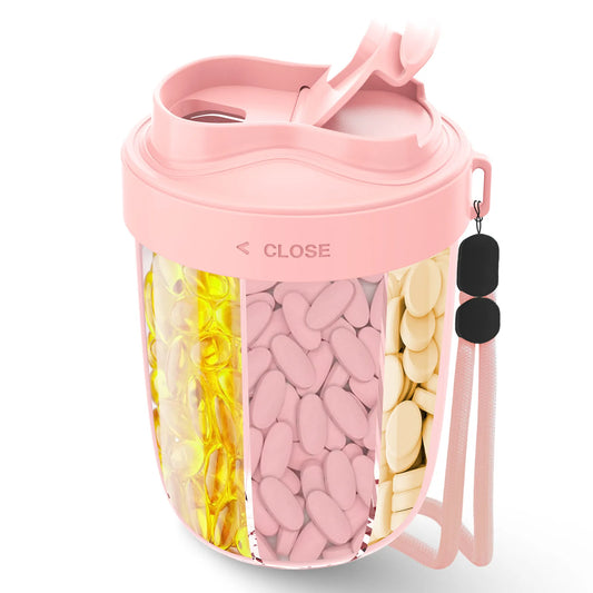 Large 7 Various Vitamins Travel Pill Case 7 Grids Pill Cup Bottle Organizer Supplement Organizer for Holding Box Straw Container Peaceful Pleasures Health and Wellness