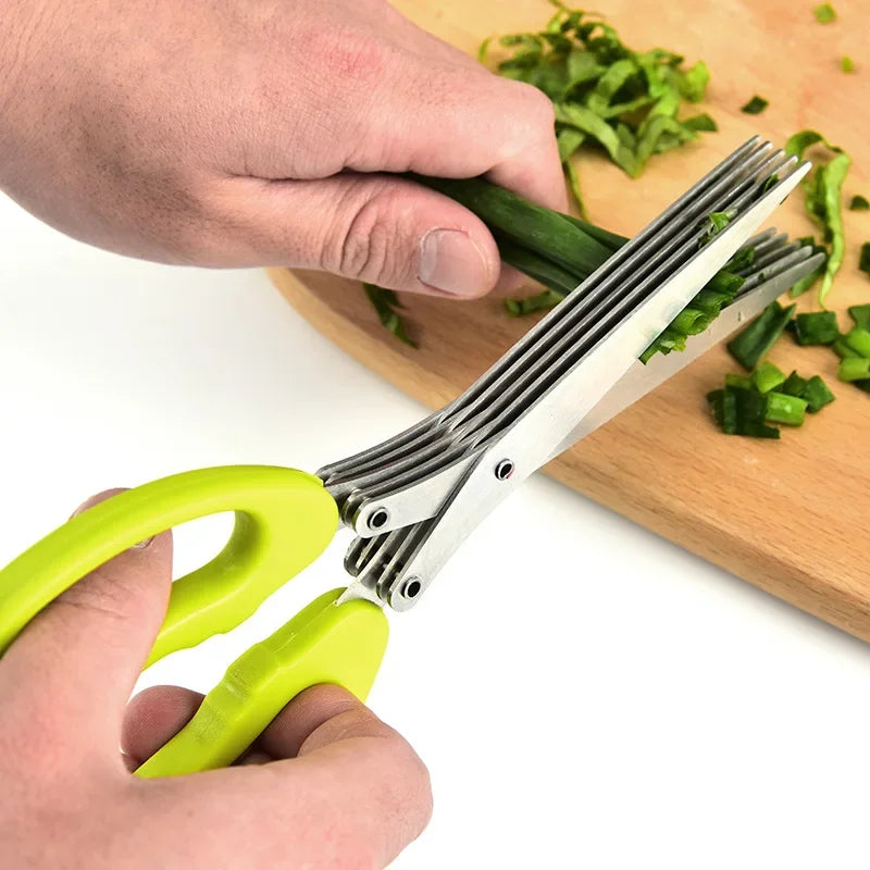 Muti-Layers Kitchen Scissors Stainless Steel Vegetable Cutter Scallion Herb Laver Spices Cooking Tool Cut Kitchen Accessories Peaceful Pleasures Health and Wellness