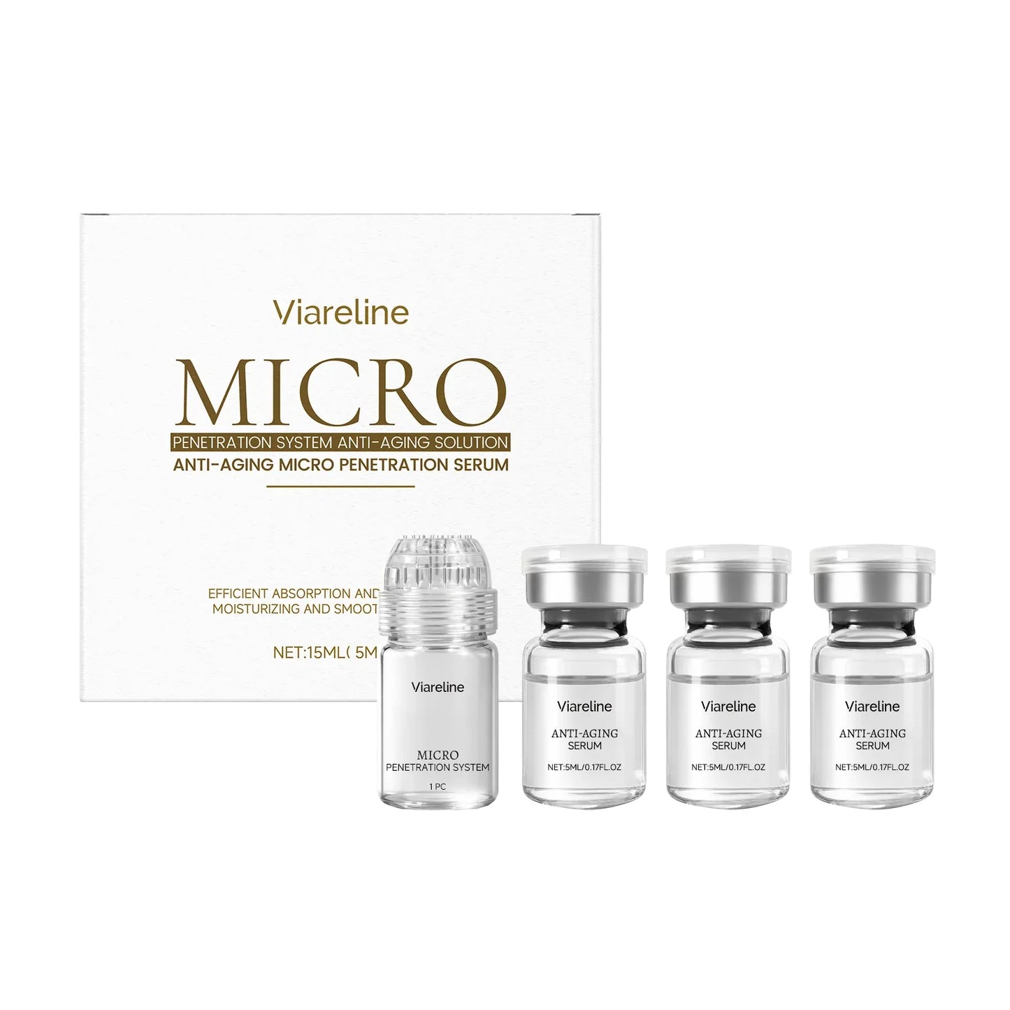 VIARELINE Facial Roller Kit – Hydrating Serum Set All Skin
