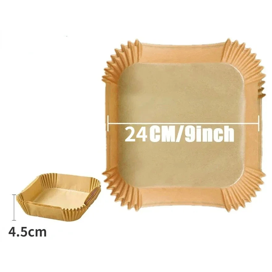 50/30 Pieces Kitchens Accessories Air Fryer Paper Kitchen Utensils Disposable Square Round Pastry Molds BBQ Plate Non-stick Pad Peaceful Pleasures Health and Wellness Square 24x20x4.5cm 50Pcs