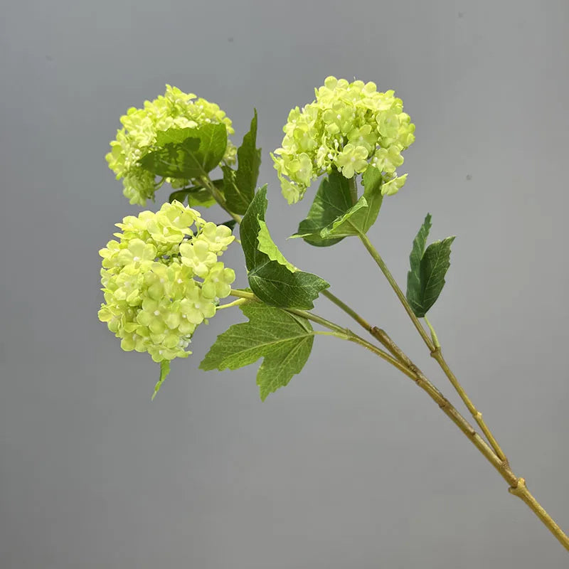 Silk Hydrangea Artificial Flower Branch | White & Blue Snowball